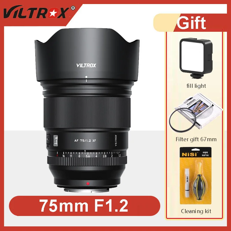 Viltrox 75Mm F1.2 Fuji X Lens Messa A Fuoco Automatica Obiettivo Verticale Ad Ampia Apertura Aps-C Per Fotocamere Fujifilm Xf Fuji Xf / Sony E / Nikon