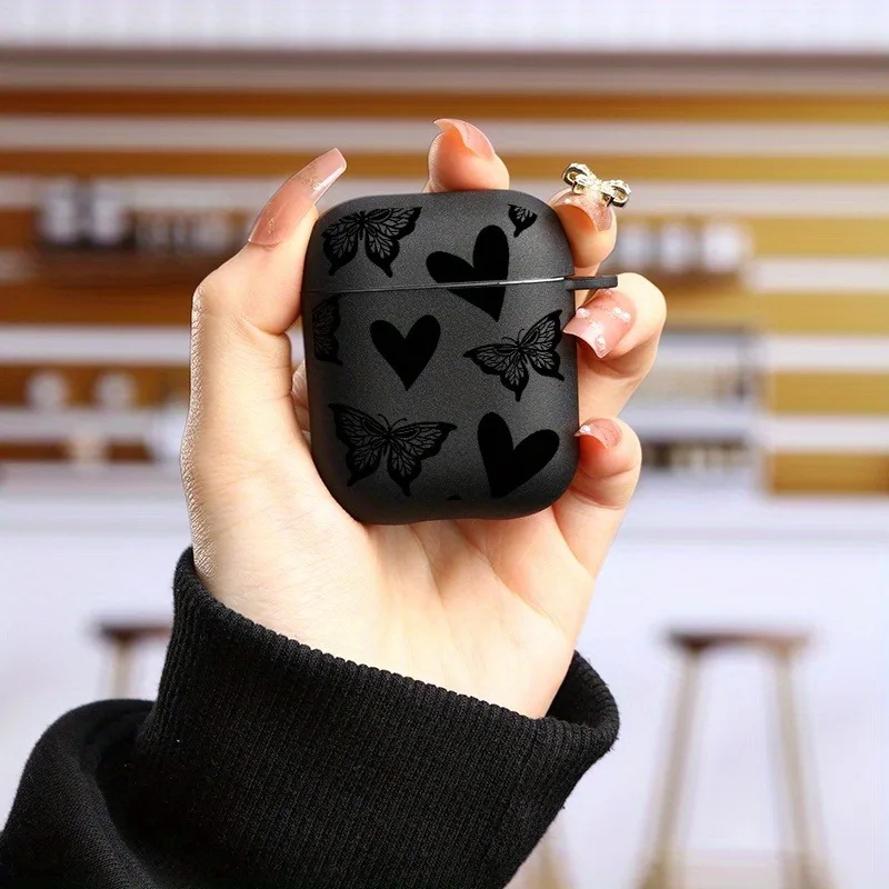 Butterfly Print Earphone Case for Airpods with Keychain