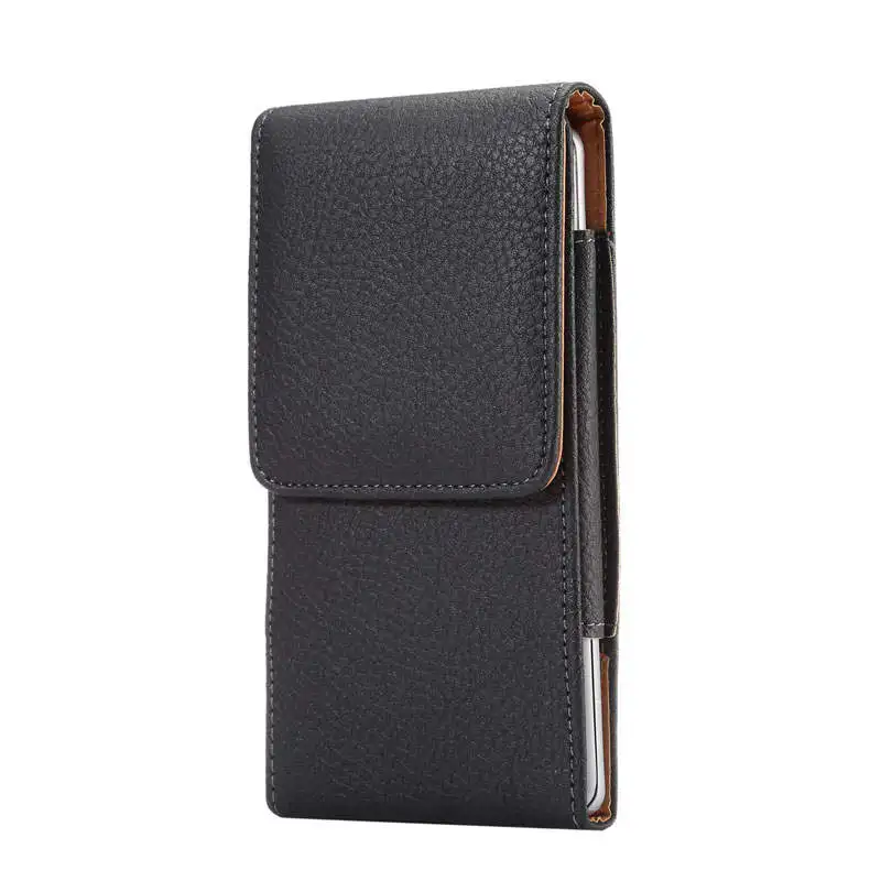 Premium PU Leather Phone Pouch with Belt Clip - Universal Casual Rectangle Mobile Bag