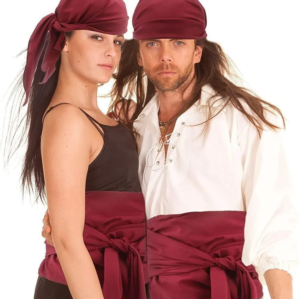 2pcs/set Pirate Cosplay Costume Hat Head Scarf Belt Medieval Renaissance Vintage Pirates Women Men Headband Waist Belt 5