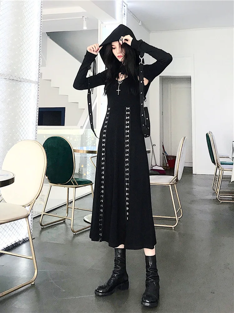 Dames Goth Punk Zwarte Geplooide Rok Goth Streetwear Hoge Taille Gesp Dames Goth Punk Zwarte Geplooide Rok Goth Streetwear Hoge Taille Gesp
