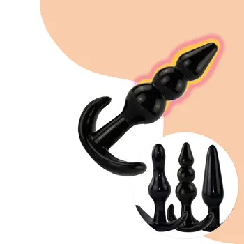 3PC Soft Anal Plug Silicone G Spot Butt Plug Stimulator Sex Toys for Womans Men Beads Anal Dilator Prostate Massager Dildo 18+ 2