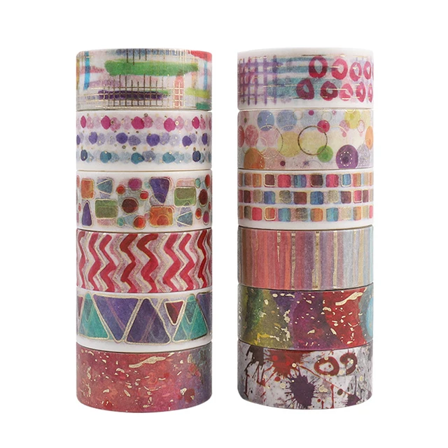 Cinta Washi Tape Dorada, 50m X 19mm, Grosor 90μm, Resistente UV, Para Manualidades