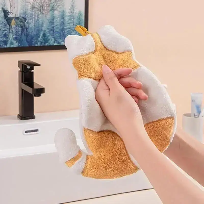 1 Pcs New Cute Cat Hand Towel For Child Super Absorbent Kitchen Towel High-efficiency Tableware Cleaning Towel Kitchen Tools
