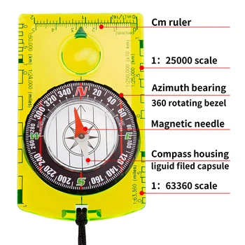 Waterproof Compass Outdoor Gadget Navigation Hiking Compass Camping Orienteering Backpacking Map Reading Compass for Scout Kids 2