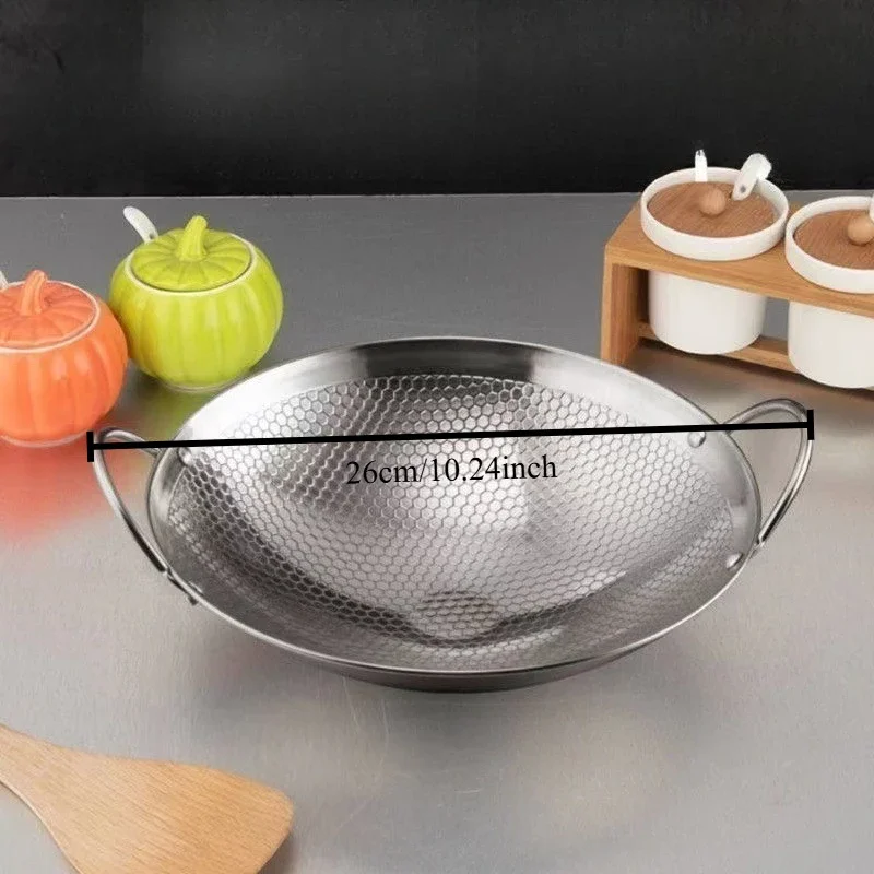 Round Flat Bottomed Outdoor Dry Pot with Handle,Suitable for Small Hotpot and Chinese Hotpot, Suitable for Household Outdoor Use