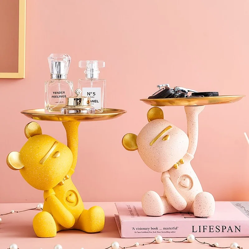 Creative Bear Storage Tray Nordic Bear Storage Tray Creative Figurines Ornaments Living Room