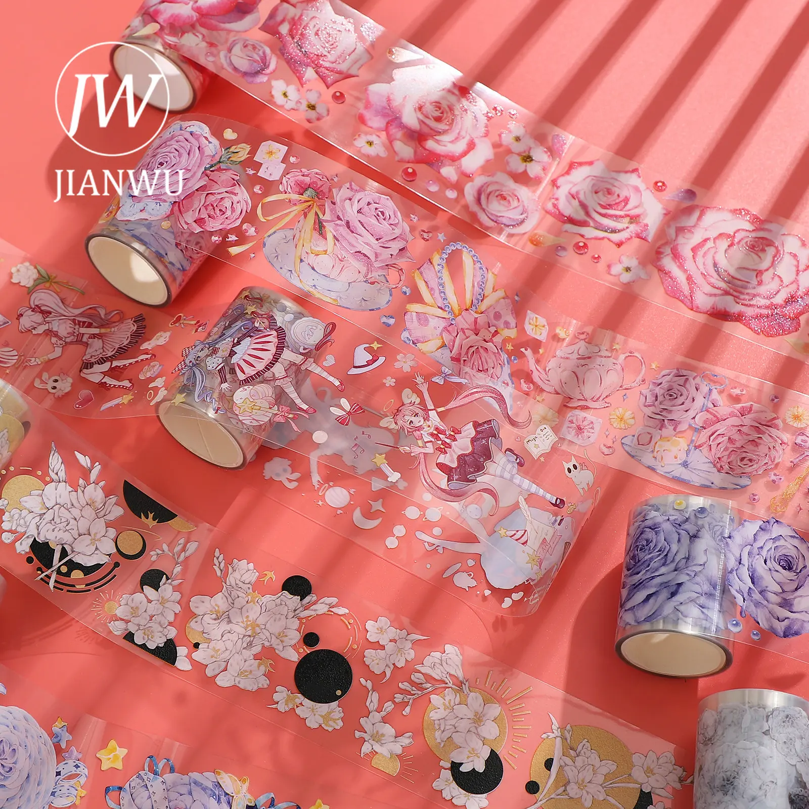 JIANWU 5/6 Rolls/Set Romantic Flowers PET Washi Tape Transparent Cute  Journal Scrapbooking Decoration Masking Tapes Stationery - AliExpress