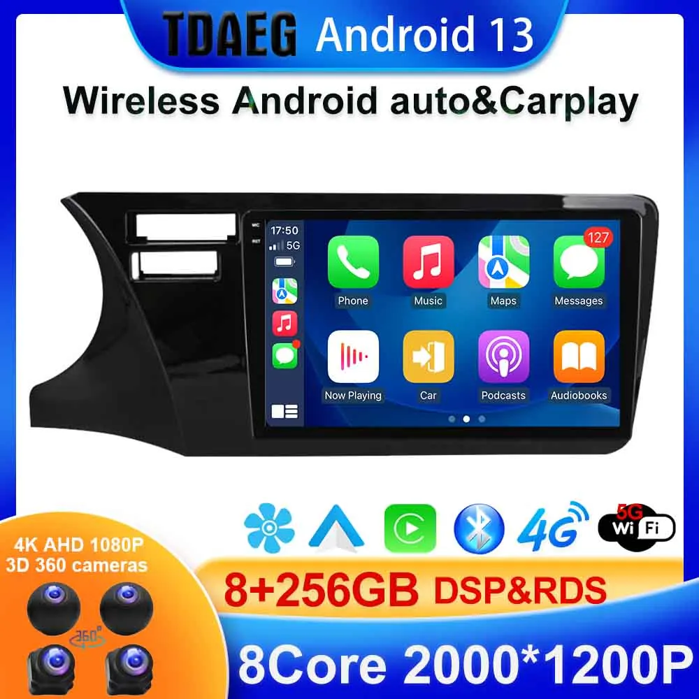

Android 13 8+ 256G Car Radio Multimedia Player for Honda City 2014-2016 2017 GPS Navigation Built In Wireless Carplay Auto BT