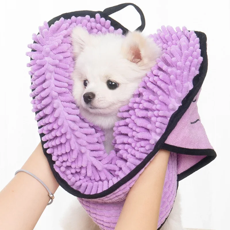 Pet Bath Towel Soft Plush Pet Towel Absorbent Fiber Quick Drying Cat Bath Robe Convenient Cleaning Washcloth Dog Accessories