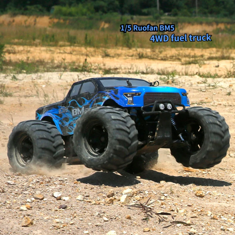 Ruofan BM5 RC 1/5 가솔린 동력 대형 트럭, 4WD 오일 동력 오프로드 차량, 고속 연료 모델 등반 차량