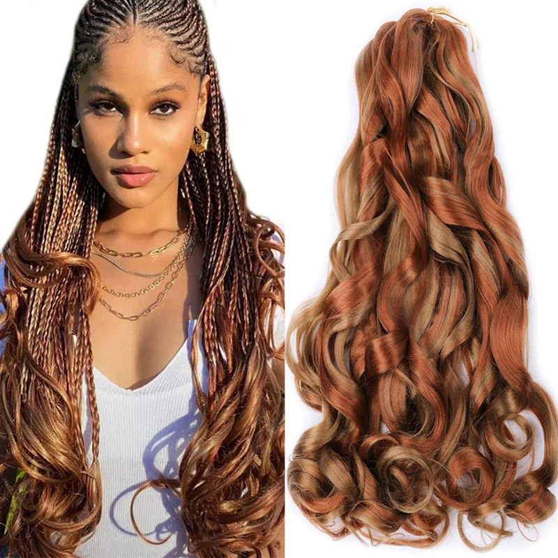 French Curls Extensions Ombre Synthetic Braiding Hair Crochet Braid Spiral Curly Loose Wave Yaki Pony Shiny Silky Hair for Women