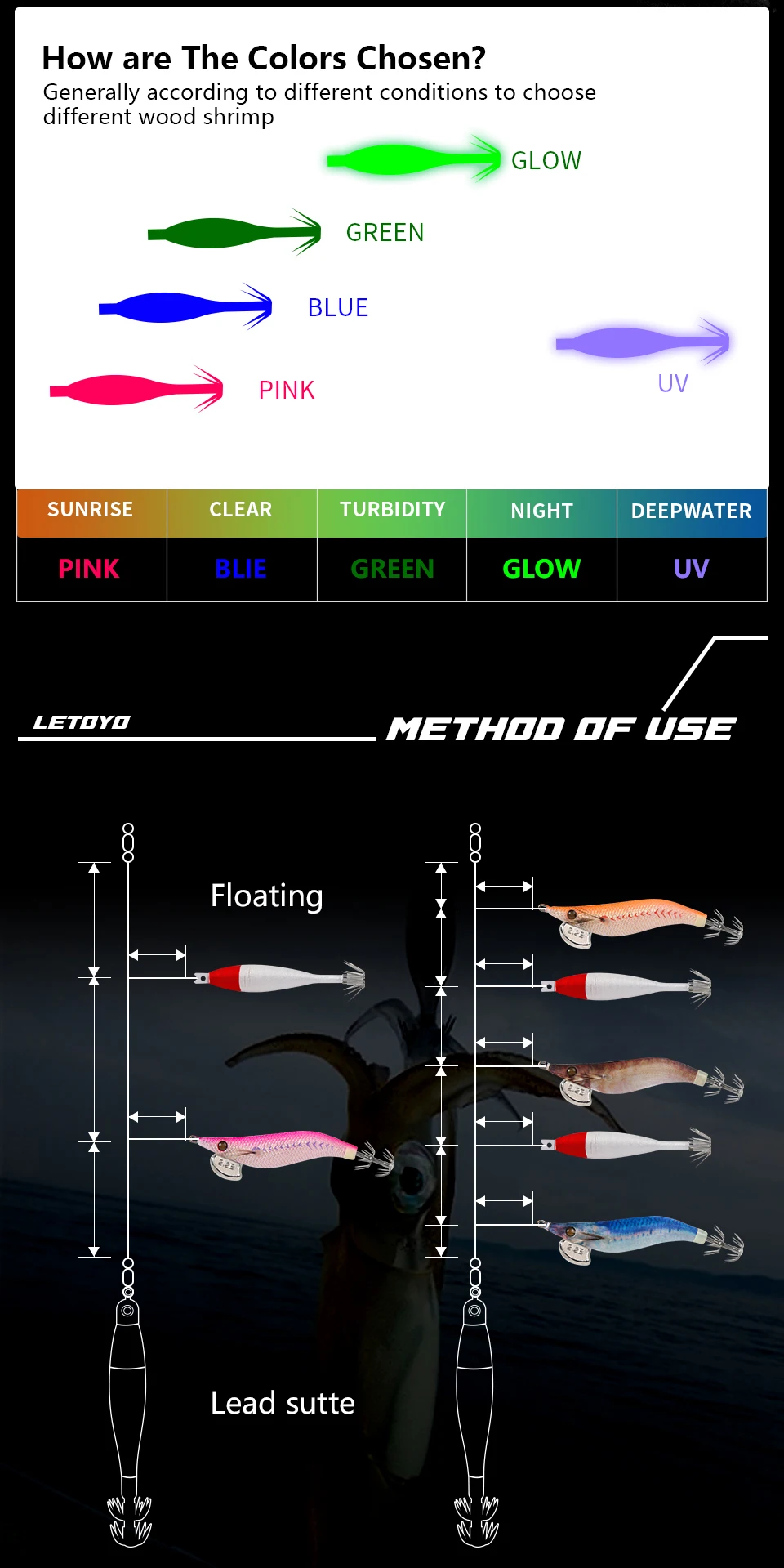 LETOYO UKISUTTE07 70 mm handgebundener Haken aus Baumwolle und Seide, leuchtender UV-Tintenfisch-Jig, schwimmender Tintenfisch-Köder, Webfoot, Oktopus, EGI-Köder, Tintenfisch – Detail 11