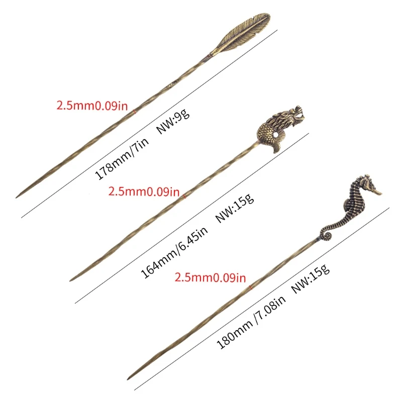 Cigar Pass Needle Retro Brass Portable Dredge Drilled Smoking Tool Gadget Tool 6
