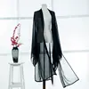 2025 new summer women long chiffon Cardigan sunscreen three quarter sleeve black blue white fashion thin cardigan