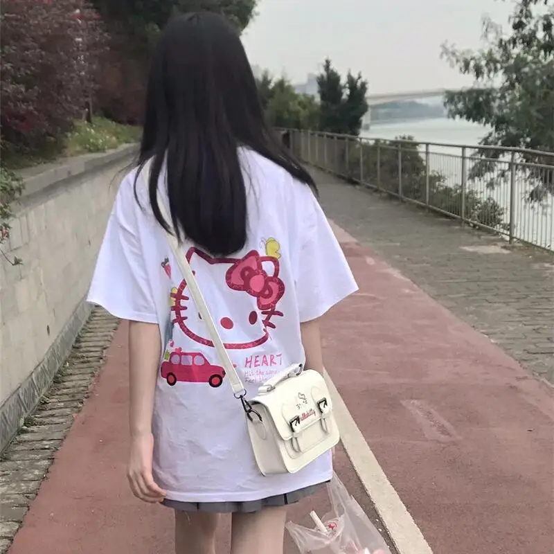 Kawaii Sanrio Olá Kitty T-shirt Bonito Anime Dos Desenhos Animados Puro  Algodão Manga Curta Sweat Uptake Confortável Sports Top Holiday Presentes -  AliExpress