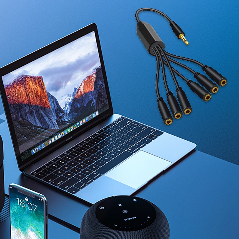1 5/6 웨이 3.5mm Aux 분배기 케이블 스테레오 분배기 오디오 케이블 이어폰 헤드셋 스피커용 3.5mm 분배기 연장 코드