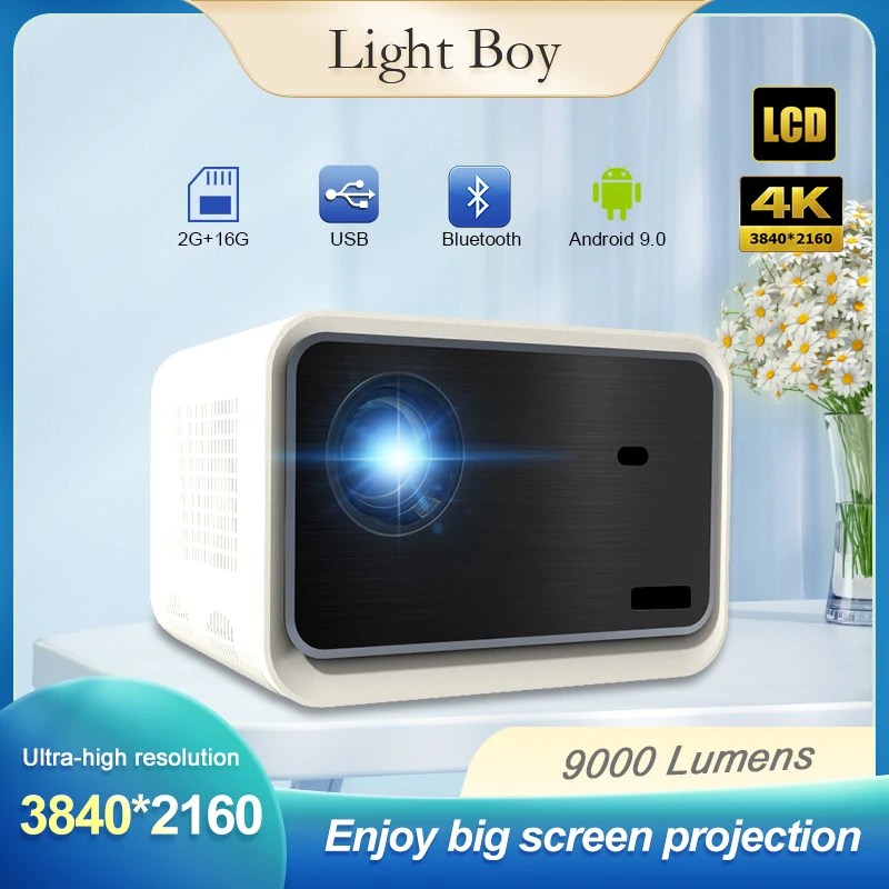 네이티브 3840*2160 해상도, 실제 4K LCD LED 프로젝터, 안드로이드 9.0