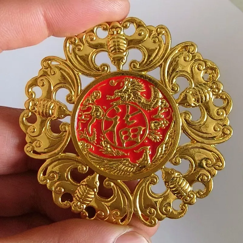 Wufu Linmen hollow spending ornament double-sided relief paint bat means spending money pendant Nafu home jewelry