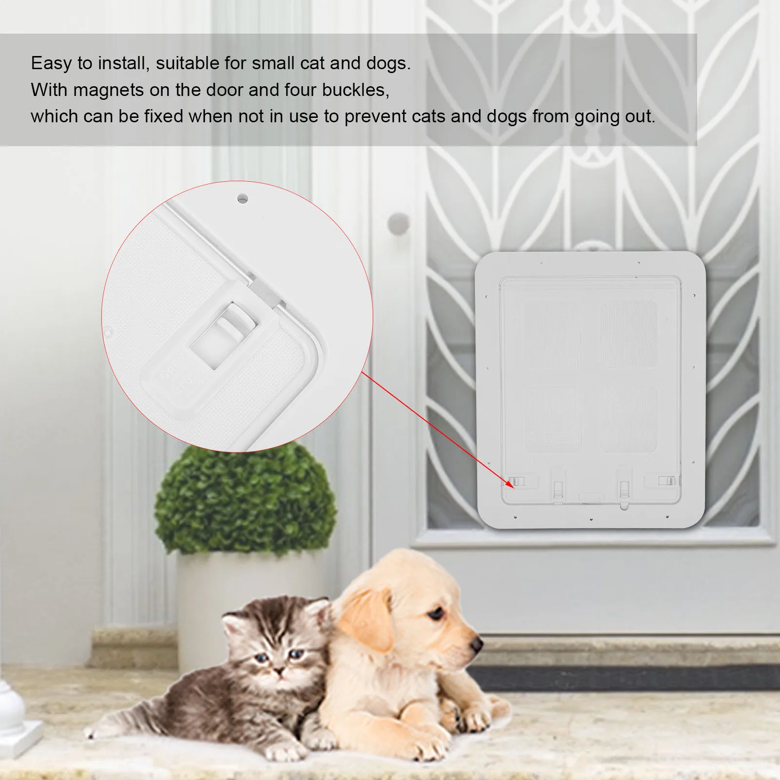 Plastic Pet Dog Doors The Safe Guard Pet Small Dog Cat Screen Door Sliding Screen with Magnetic Flap Supply Ventilation Gate