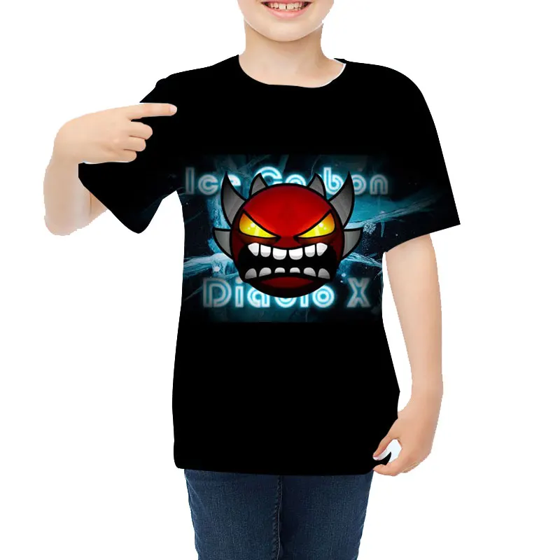 3D Print Angry Geometry Dash T Shirts Kids Cartoon Anime Tshirts Child Toddler Boys Girls Oversized Tee Tops Streetwear Teenager star wars t shirt