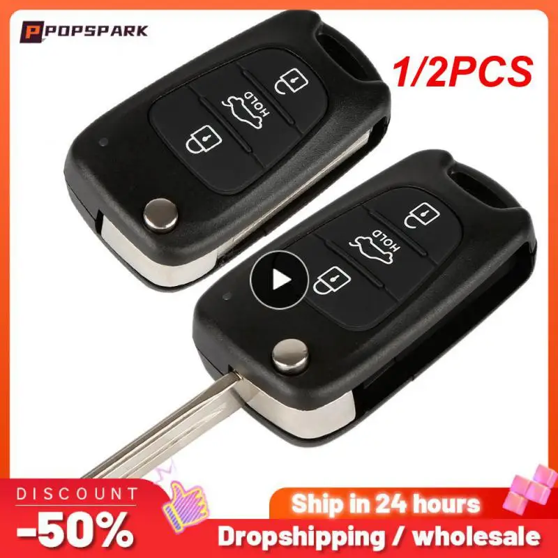 

1/2PCS Flip Remote Car Key Shell Case For Hyundai Solaris ix35 ix45 ELANTRA Santa Fe HB20 Verna HY15/HY20/TOY40 Blade 3 Buttons