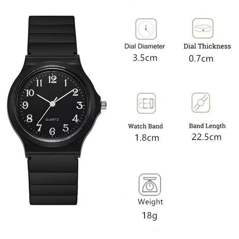 YIKAZE Exam Watch Silicone Strap Simple Women Watch Student Ladies Quartz Wristwatch Waterproof Round Small Dial for Women 6