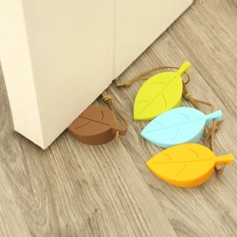 Children's 4-Color Cartoon Leaf Door Stopper Anti-Clip Hand Device Safety Supplies Infant Safety Door Card Silicone Stop Silicone Door Stopper Door Stopper Bumpers Door Stopper Door Finger Pinch Guards