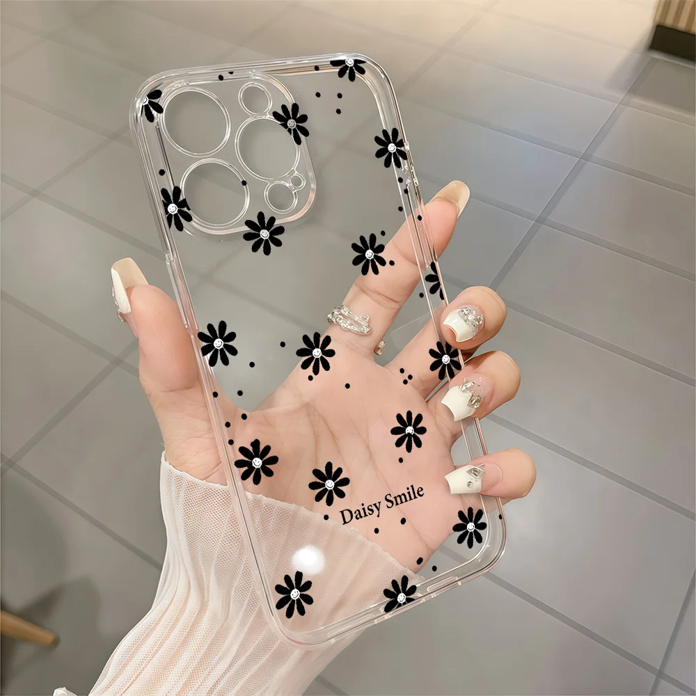 Daisy Smile Print Soft TPU Clear Phone Case Cover