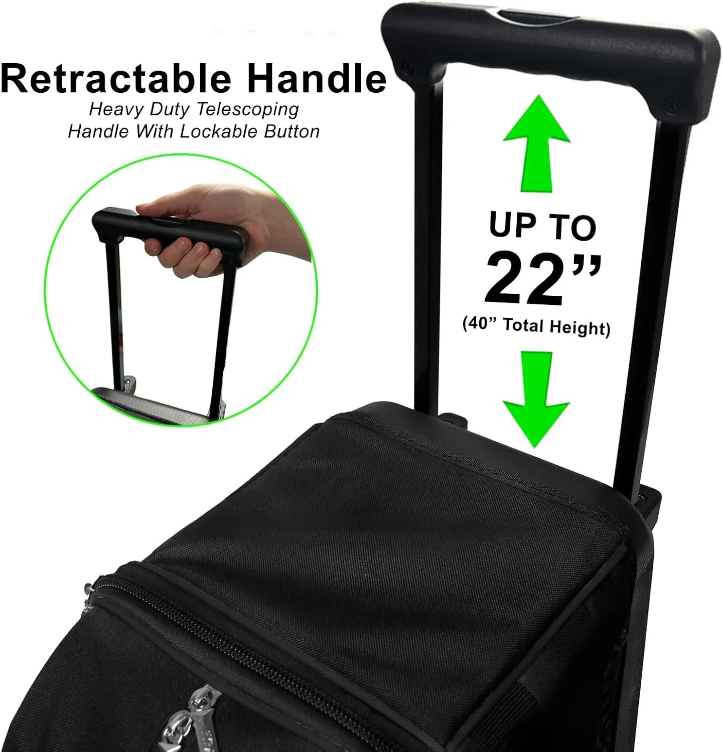 Roller 2 Ball Bowling Bag with Large Separate Compartment for Bowling Shoes (Up To US Mens Size 16) or Accessories, Locking Hand