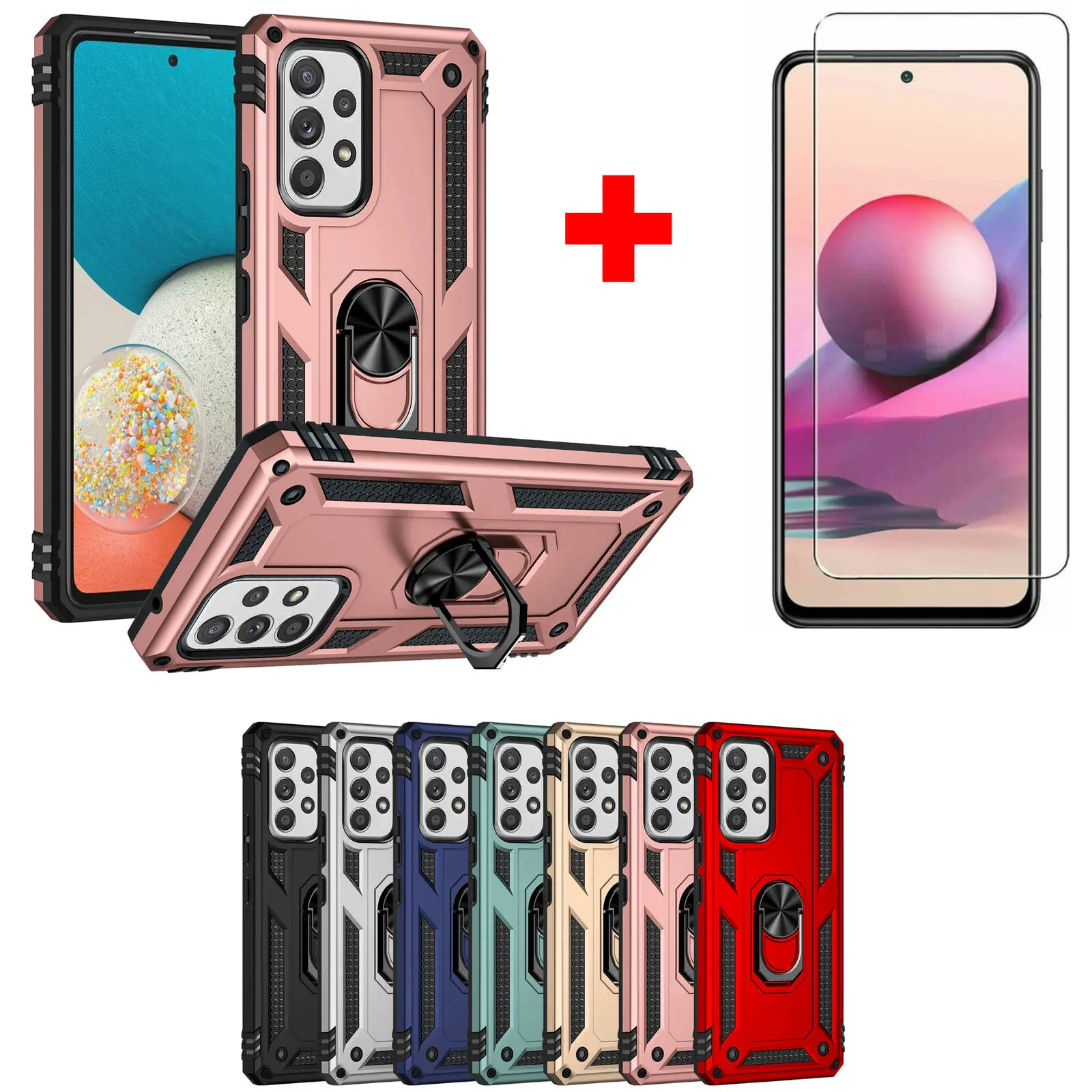 Per T-Mobile Revvl 4 V + Plus 6 Pro 5G Custodia Antiurto Anello Supporto Robusto Cavalletto Armatura Copertura Ibrida