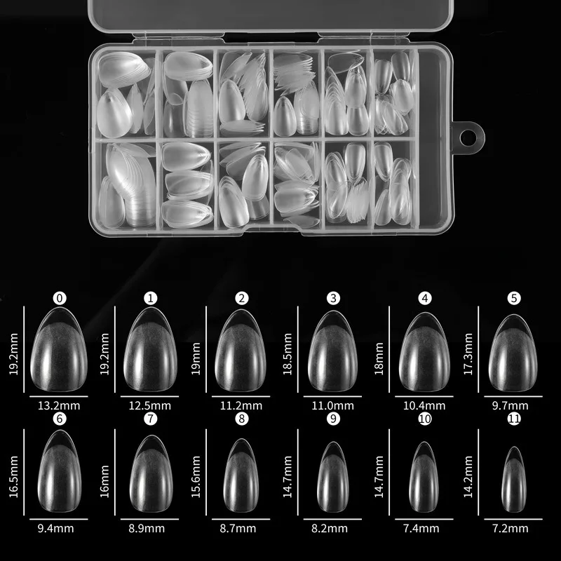 240pcs XXS Super Short Almond Full Cover Sculpted Soft Gel Nail Tips Press on Fake Nails Tailor-made for Short Small Nail Beds
