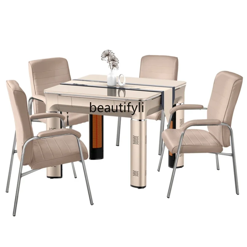 

Four-Leg Electric Heating Mahjong Machine Automatic Dining Table Dual-Use High-End Mute Heating Mahjong Machine