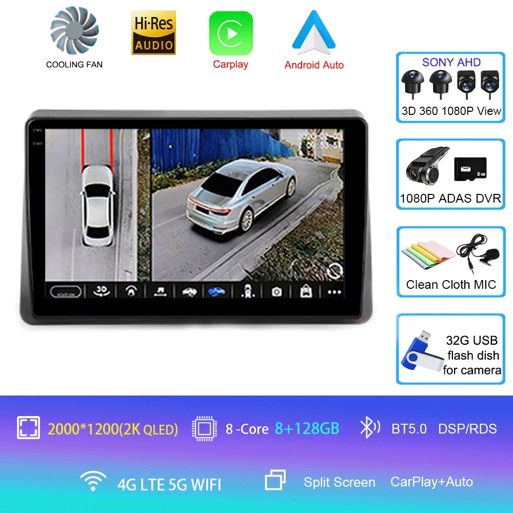8G 128G DVR 360 2K