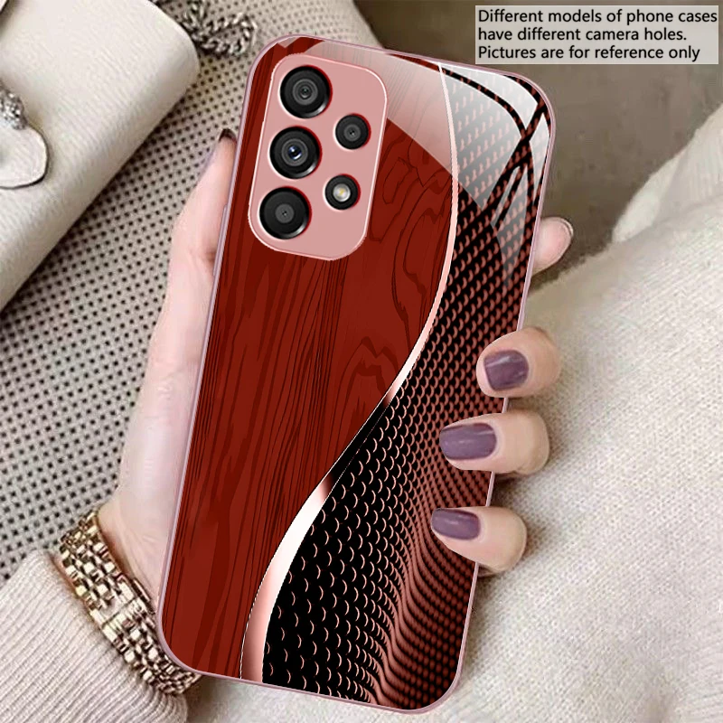 Wood Grain Mesh Black Glass Phone Case
