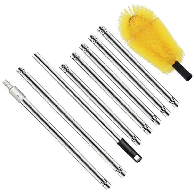Extendable Roof Gutter Cleaner, Practical Stainless Steel, Sturdy Bristles, Portable for Home Maintenance, Daily Use