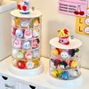 1Pc Cute grain storage box display Storage acrylic blind box display stand transparent multi-layer rotating table 3
