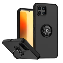 Matte Clear Phone Case with Kickstand - Shockproof Protective Cover for T - Mobile REVVL 7 (Black)