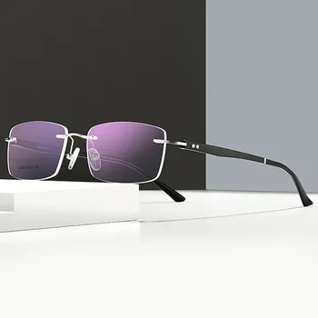 Ultralight Titanium Alloy Screwless Rimless Men Glasses Frame Eyewear Square Eyeglasses Myopia Prescription Spectacles Frameless