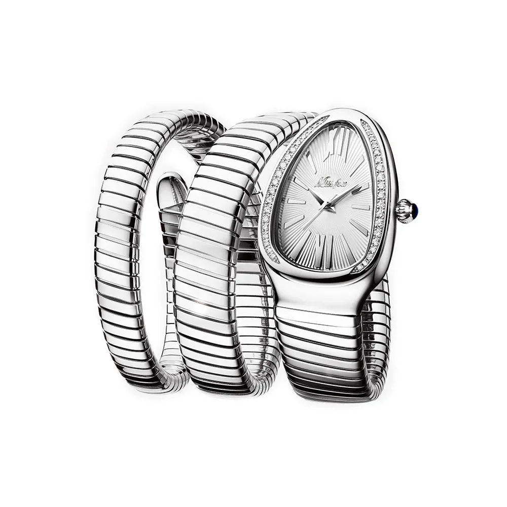 Dropshipping Shining Diamond Fashion Quartz Watch for Women Snake Design Three Loop Bracelet Watches Gold Relojes Para Mujer