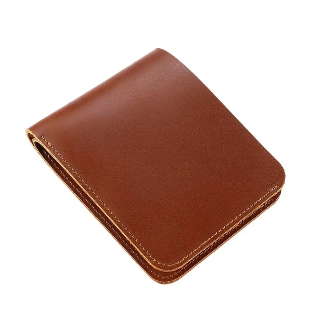 

Genuine Leather Men Purses Minimalist Slim Brown Money Clip Wallet Portable Lightweight Credit Card Holder Outdoor
