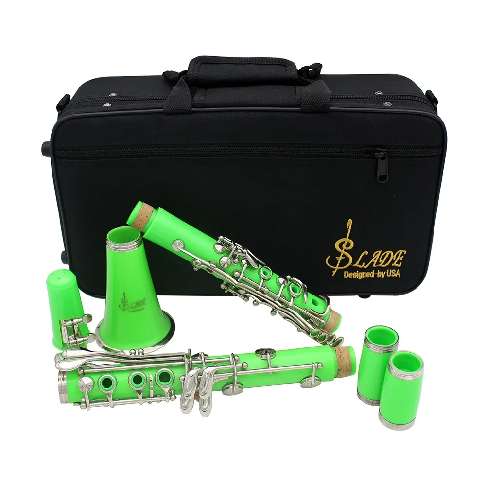 SLADE Bb Green Clarinet 17 Keys Bakelite Wooden Professional Woodwind Instrument Tenor Clarinet With Box Accessories