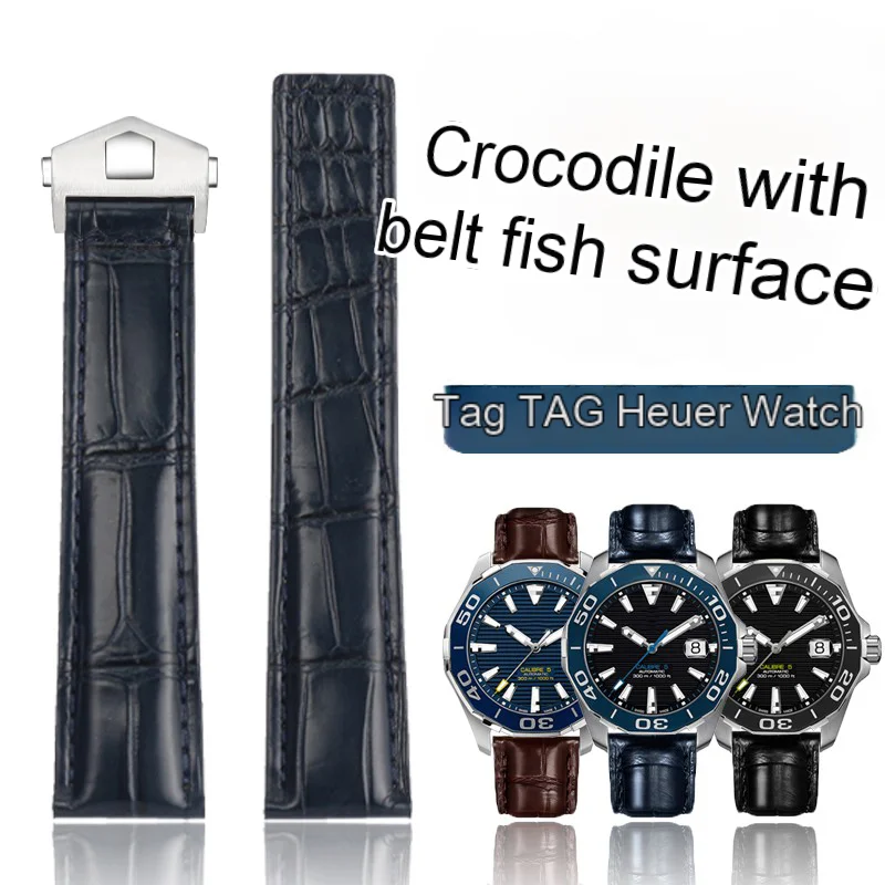 Per Tag Heuer F1 Orologio In Pelle Di Coccodrillo Con 19/20/22Mm Aquaracer Carrera Monaco Nero Blu Marrone Catena Tag Heuer Accessori