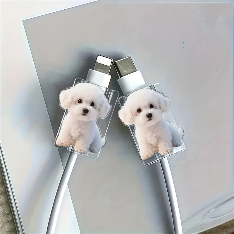Charming White Dog Cable Protector Set – Playful Design