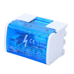 Dual - Level Single Phase Terminal Distribution Box with Transparent Dust Cover (Blue and White)
