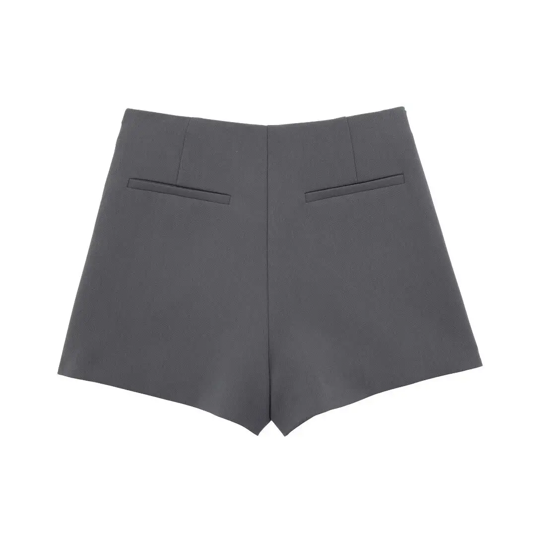 TRAF-Asymmetric Shorts Skirts with Tab for Women, High Waist, Side Zipper, Female Skort, Fashion