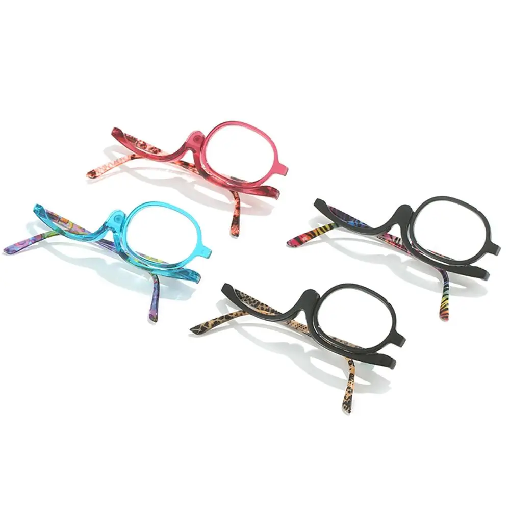 Women Portable Magnifying Rotating Makeup Glasses Flip Down Lenses Colourful Frame Cosmetic Readers Diopter +1.50~+4.0 2