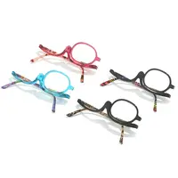 Women Portable Magnifying Rotating Makeup Glasses Flip Down Lenses Colourful Frame Cosmetic Readers Diopter +1.50~+4.0 2