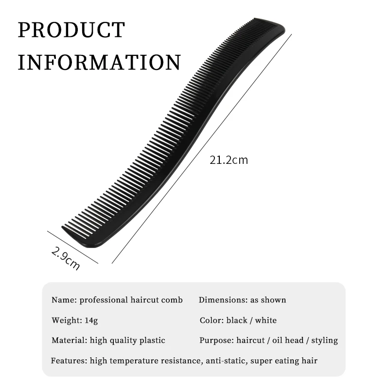 새로운 전문 곡선 면도기 머리 깎기 절단 빗 이발사 플랫 탑 빗 정전기 방지 살롱