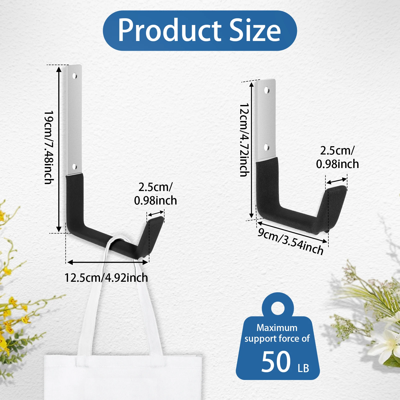 Steel Garage Utility Hook Set Wall Mounted Storage Hanger